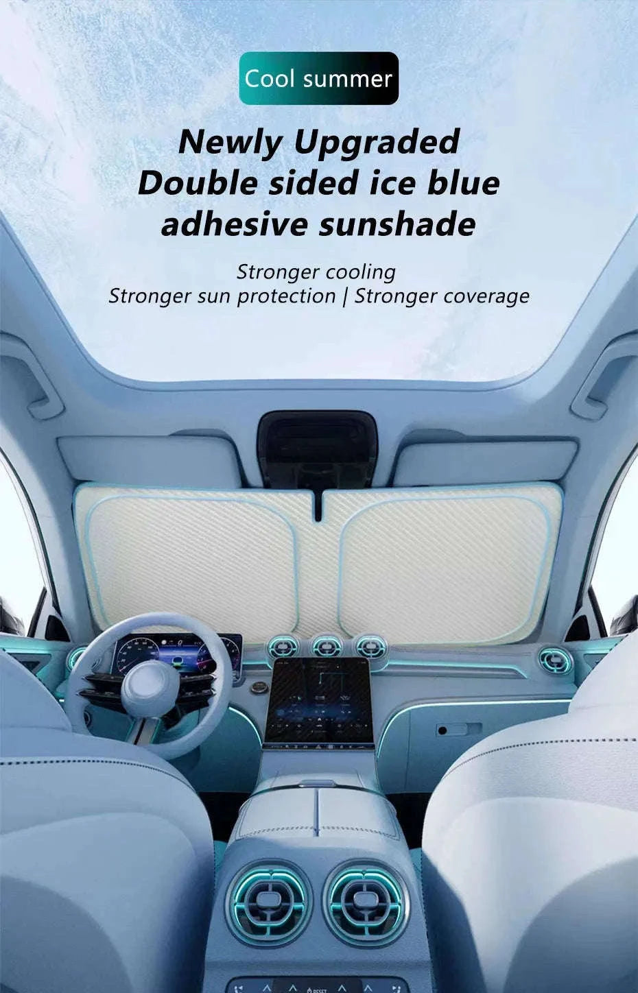 Windshield Sun Shade for Car Cooling and Sun Protection-Blue