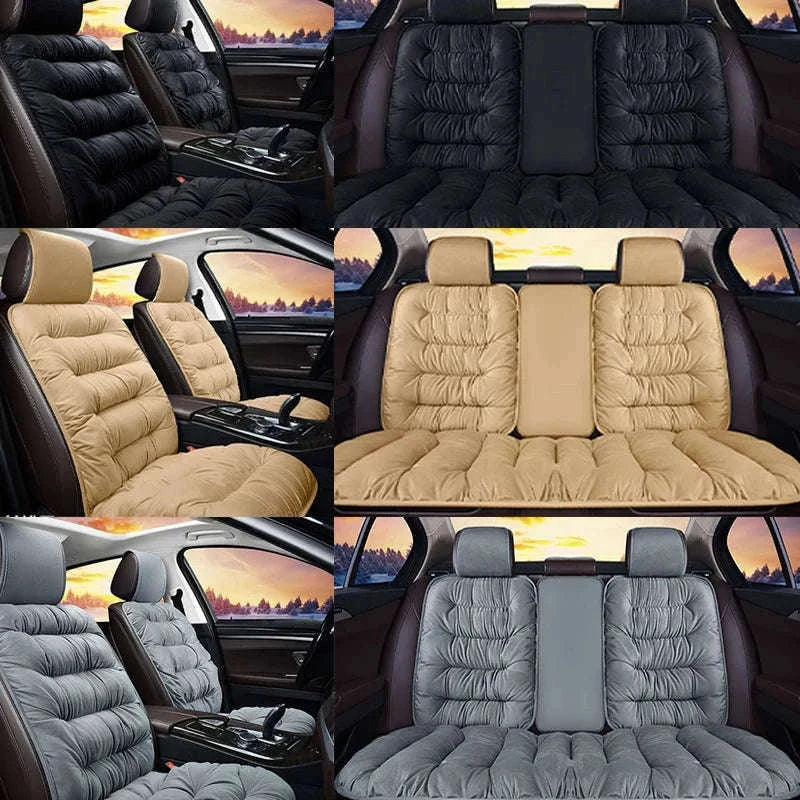 Winter Car Seat Cover with Back Pad-Black front seat 1PC