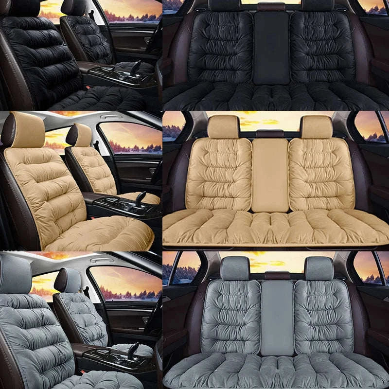 Winter Car Seat Cover with Back Pad-Black front seat 1PC
