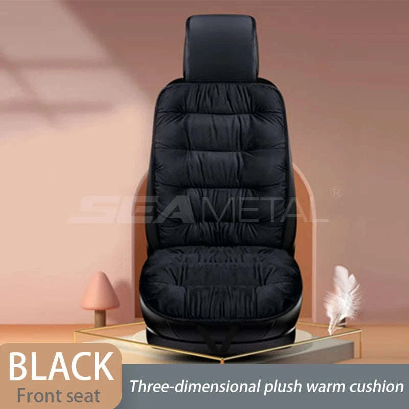 Winter Car Seat Cover with Back Pad-Black front seat 1PC