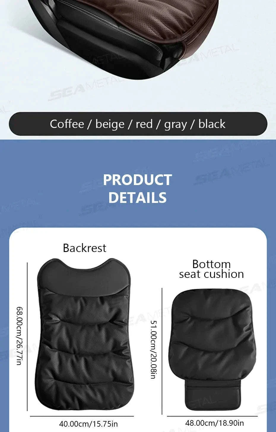 Winter Car Seat Cushion Cover Thick Thermal Plush Anti-Slip Universal-Bottom Black 1pc