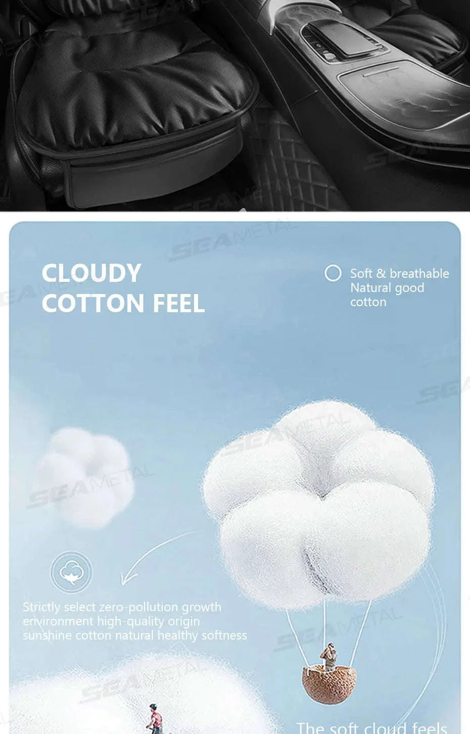 Winter Car Seat Cushion Cover Thick Thermal Plush Anti-Slip Universal-Bottom Black 1pc