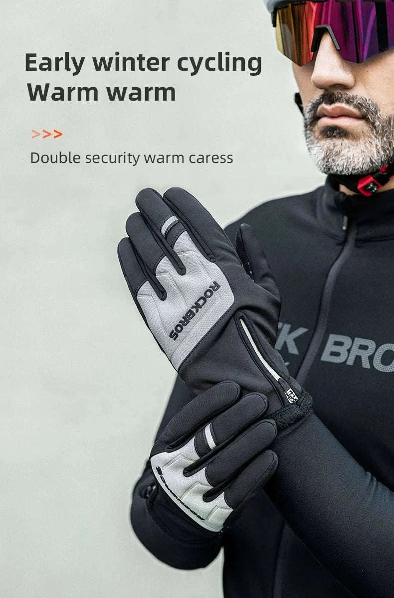 Winter Cycling Gloves Touchscreen Full Finger Warm Bike Gloves-S317-BG / S