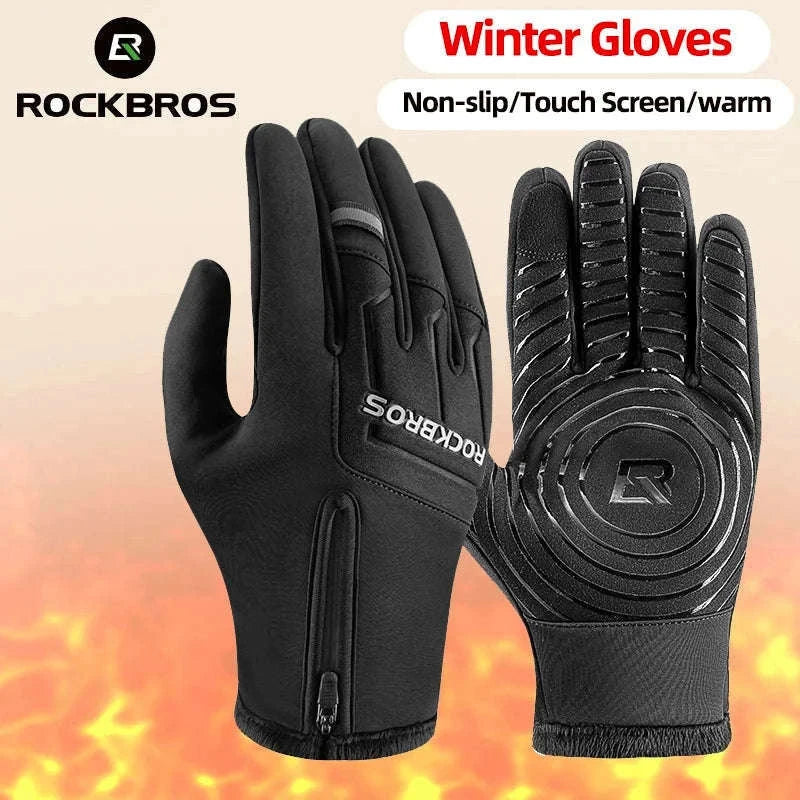 Winter Cycling Gloves Touchscreen Full Finger Warm Bike Gloves-S317-BG / S