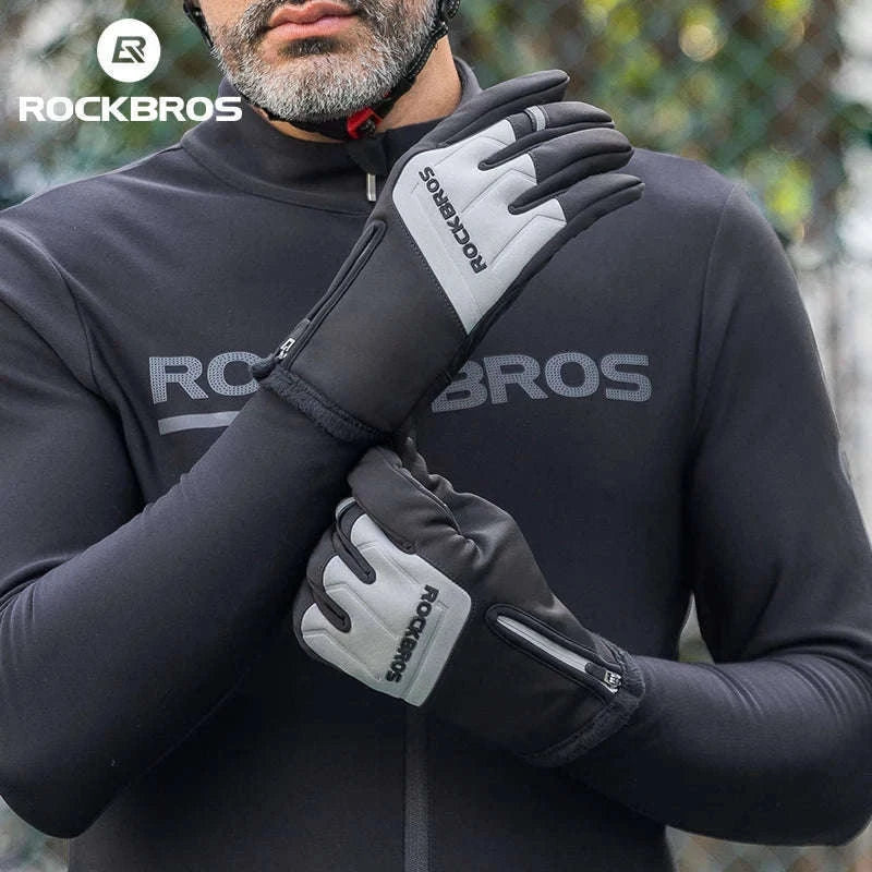 Winter Cycling Gloves Touchscreen Full Finger Warm Bike Gloves-S317-BG / S