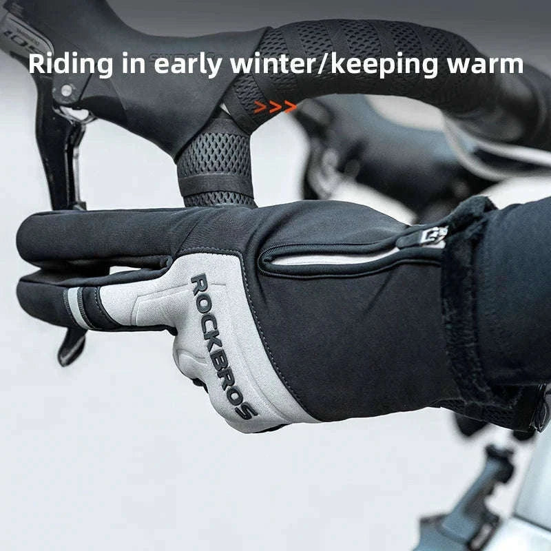 Winter Cycling Gloves Touchscreen Full Finger Warm Bike Gloves-S317-BG / S