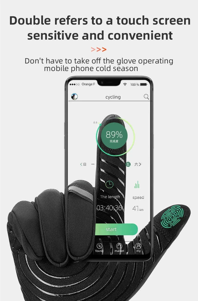 Winter Cycling Gloves Touchscreen Full Finger Warm Bike Gloves-S317-BG / S