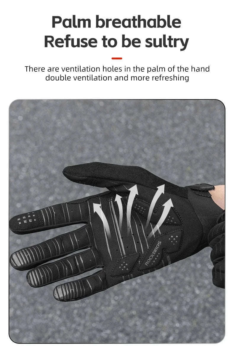 Winter Cycling Gloves Touchscreen Full Finger Windproof MTB Gloves-S208BK / XL