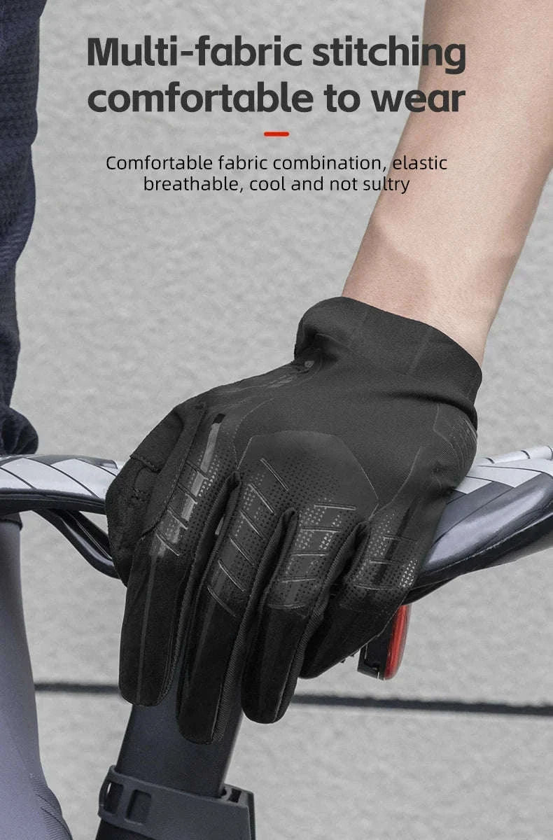 Winter Cycling Gloves Touchscreen Full Finger Windproof MTB Gloves-S208BK / XL