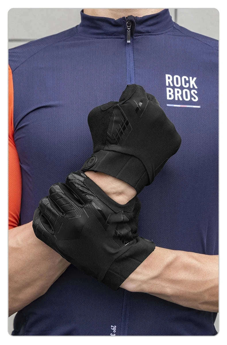 Winter Cycling Gloves Touchscreen Full Finger Windproof MTB Gloves-S208BK / XL