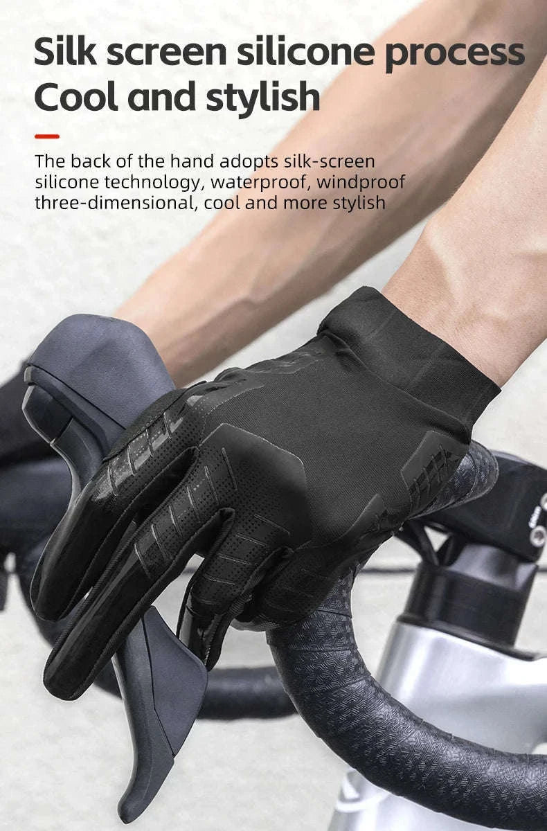 Winter Cycling Gloves Touchscreen Full Finger Windproof MTB Gloves-S208BK / XL