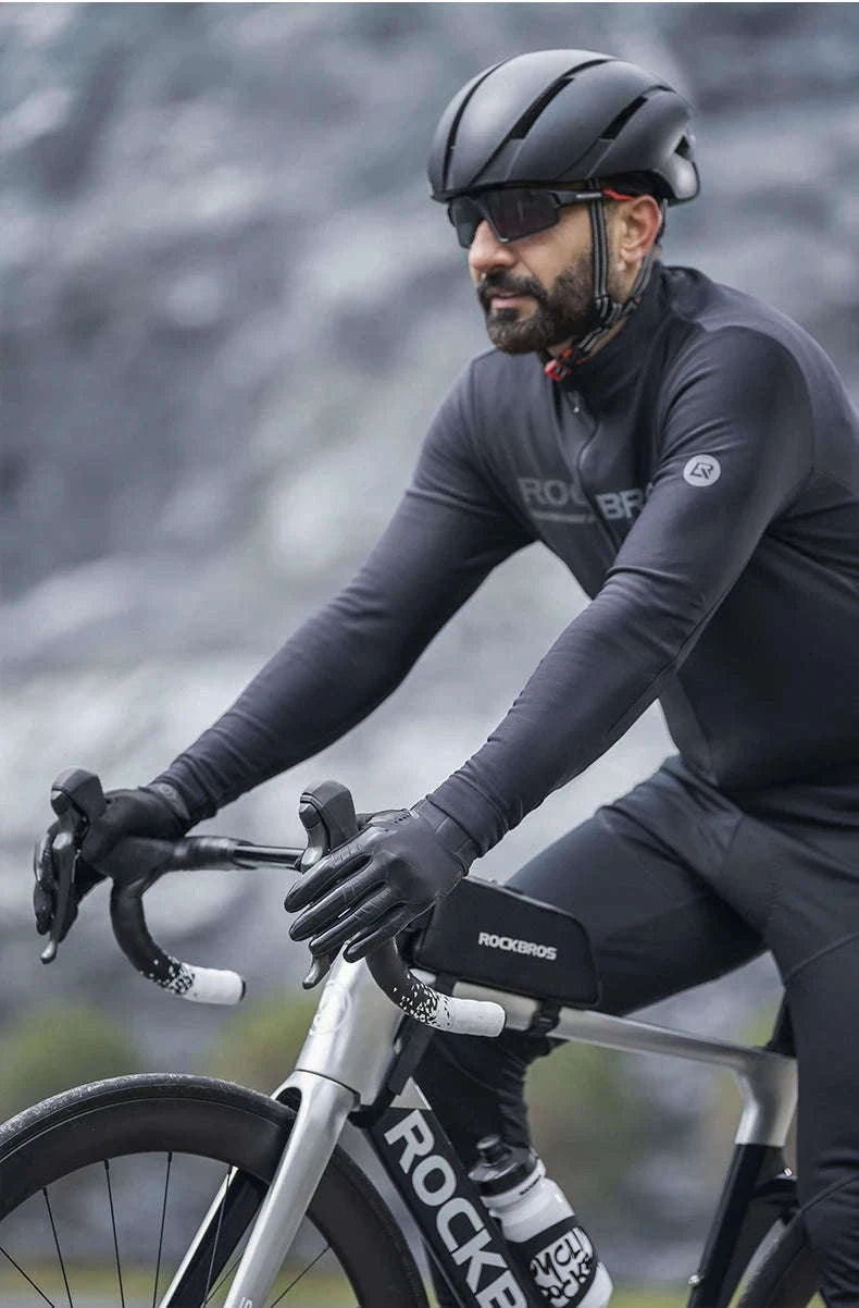 Winter Cycling Gloves Touchscreen Full Finger Windproof MTB Gloves-S208BK / XL