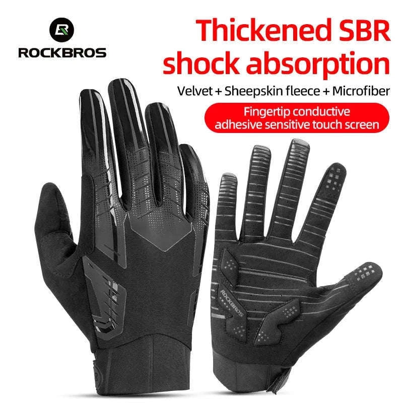 Winter Cycling Gloves Touchscreen Full Finger Windproof MTB Gloves-S208BK / XL