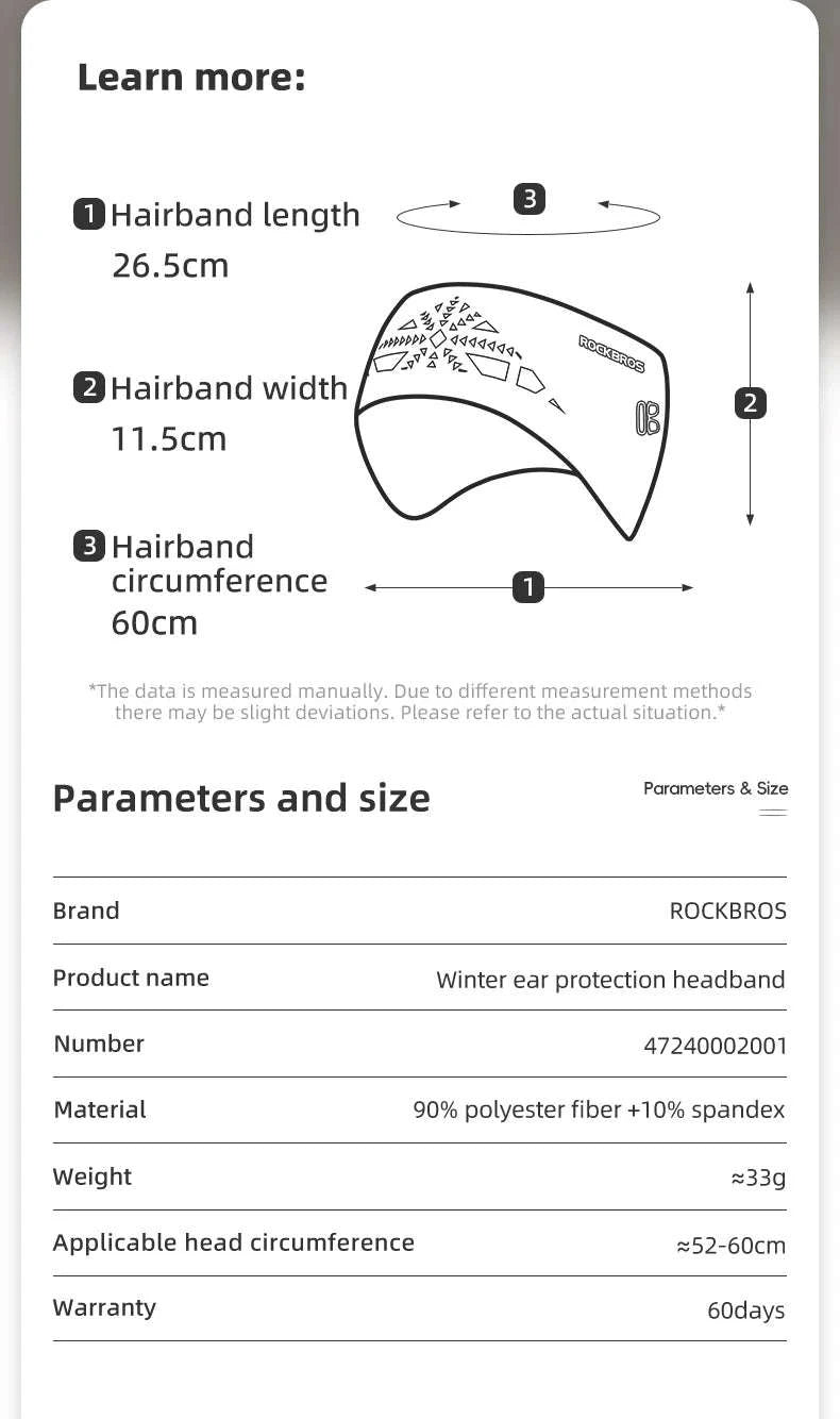 Winter Cycling Headband Ear Warmer Windproof Double Layer-ZHD011