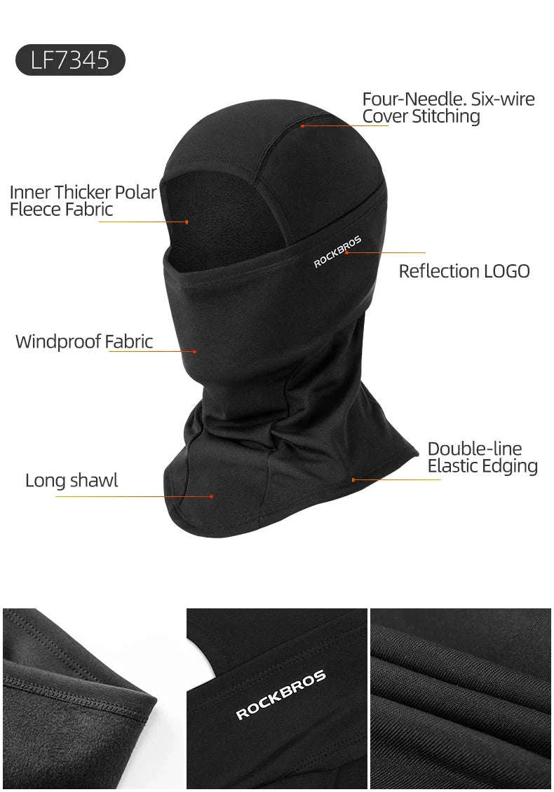 Winter Full Face Balaclava Mask for Skiing, Cycling & Outdoor Use-LF7345BK / One Size