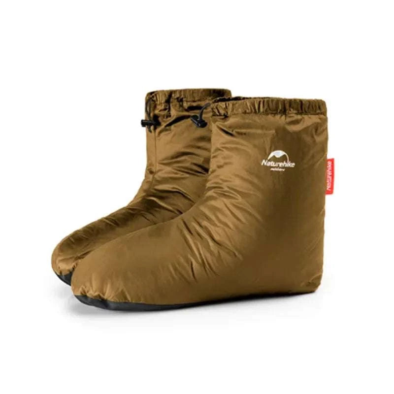 Winter Goose Down Slipper Boots Warm Outdoor Thermal Foot Cover-Black / M / China Mainland