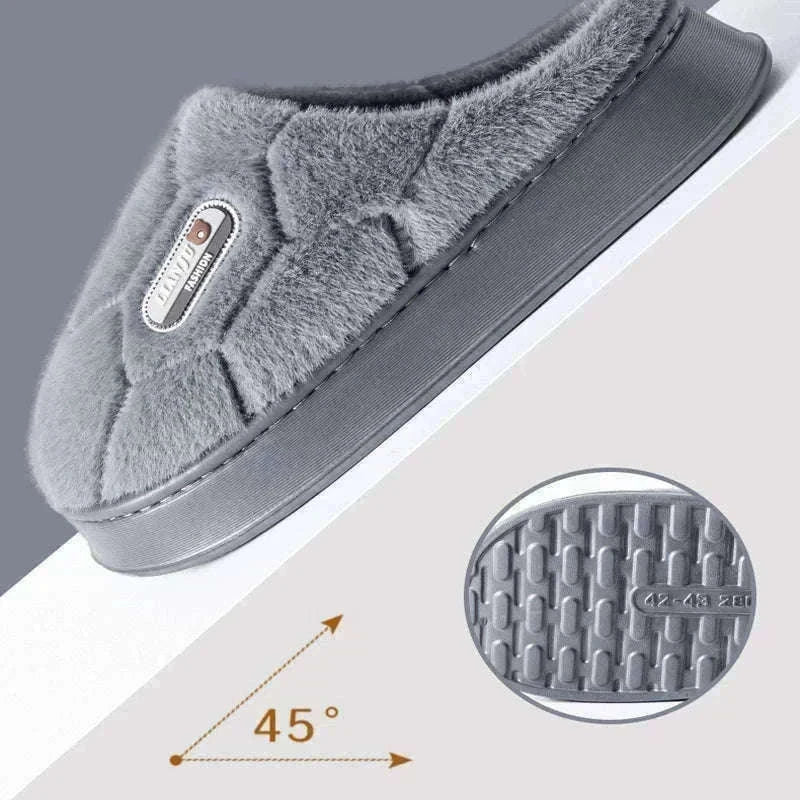 Winter Indoor Non-Slip Warm Slippers for Couples-gray / 50-51