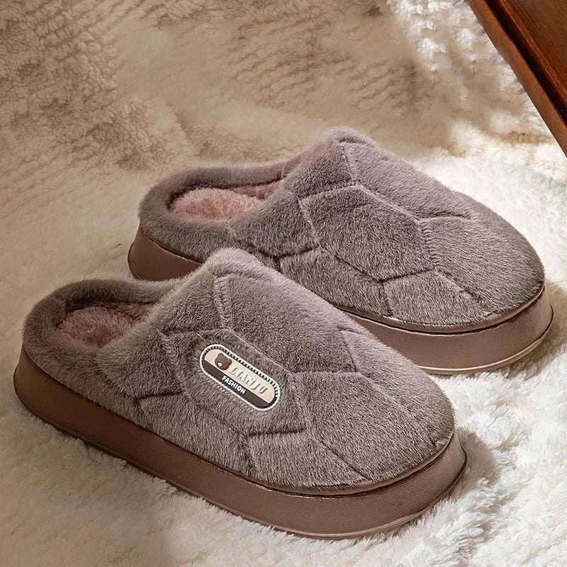 Winter Indoor Non-Slip Warm Slippers for Couples-gray / 50-51