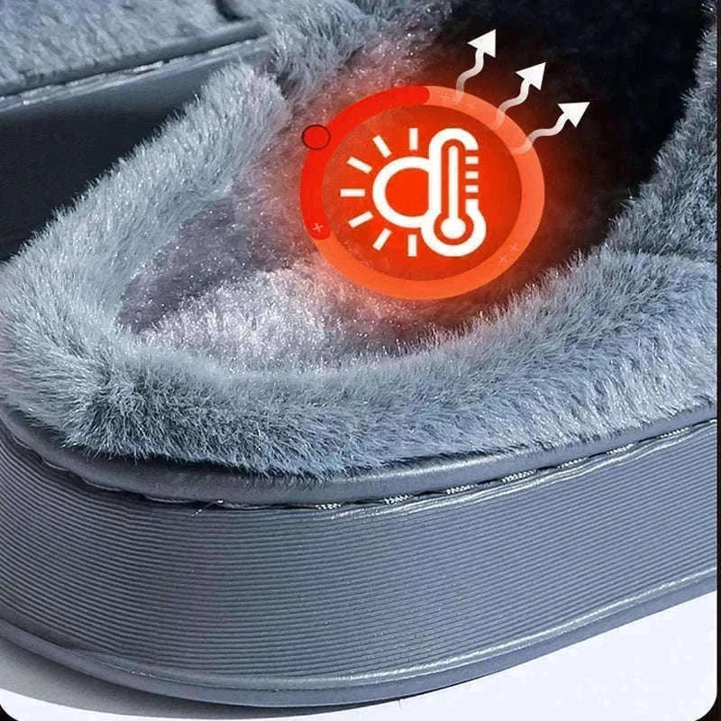 Winter Indoor Non-Slip Warm Slippers for Couples-gray / 50-51