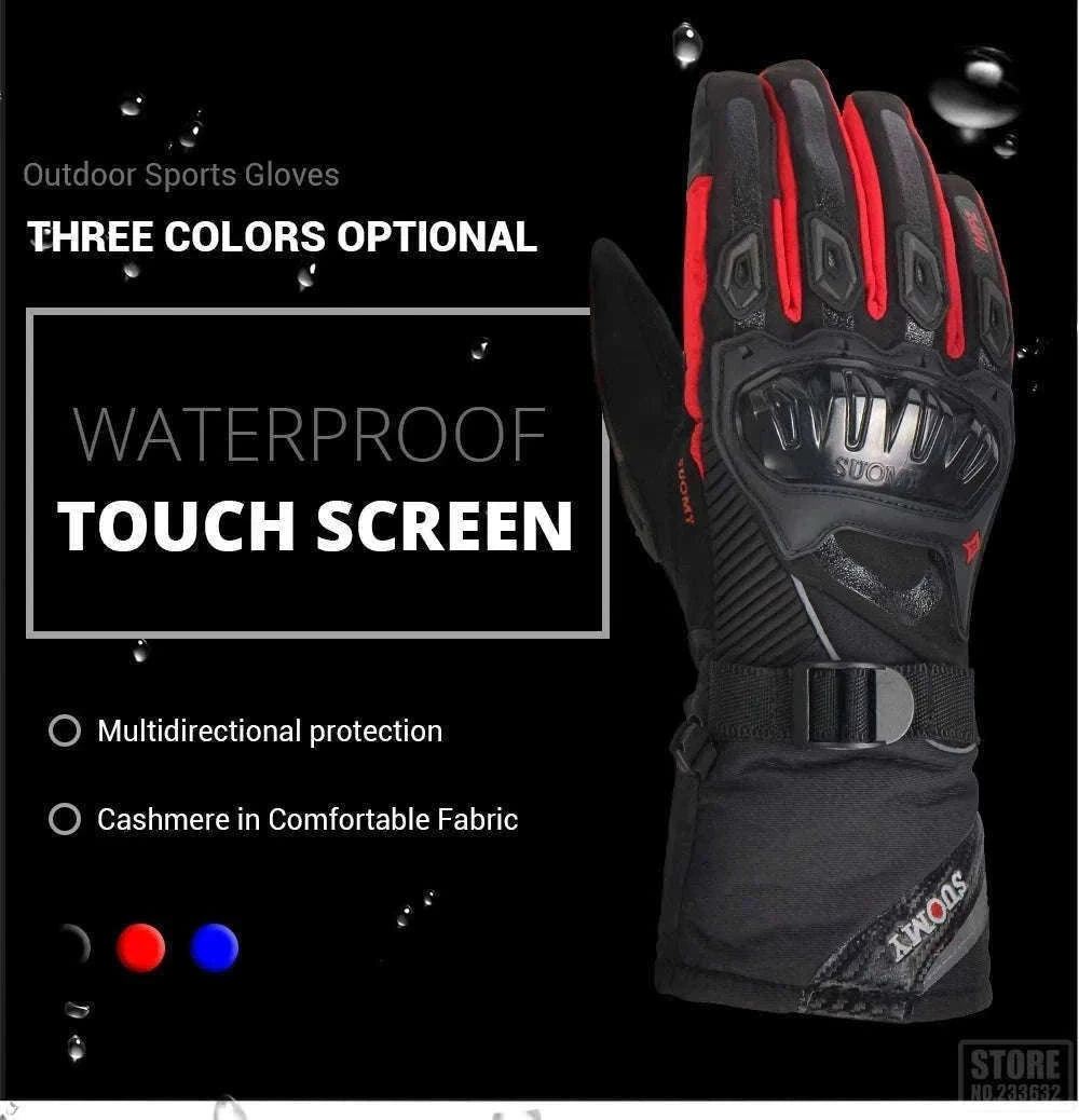 Winter Motorcycle Gloves for Cold-Weather Riding-WN-04 Red / L
