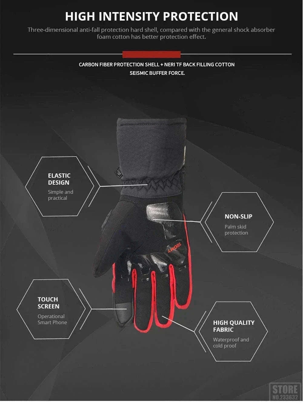 Winter Motorcycle Gloves for Cold-Weather Riding-WN-04 Red / L