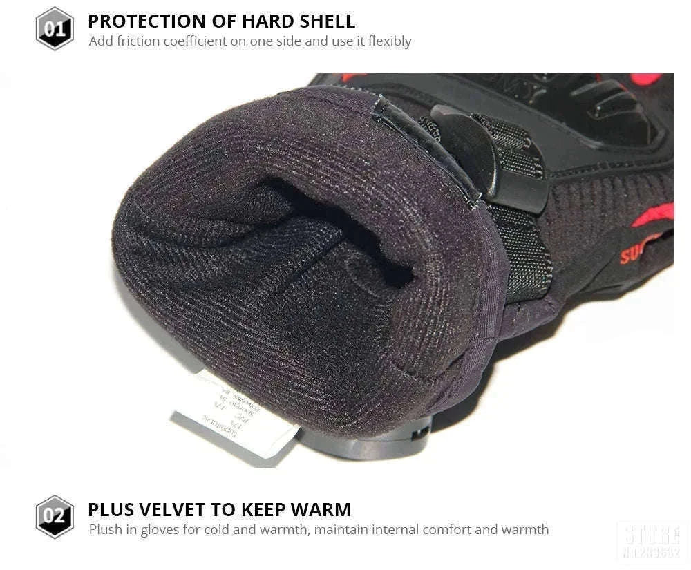 Winter Motorcycle Gloves for Cold-Weather Riding-WN-04 Red / L