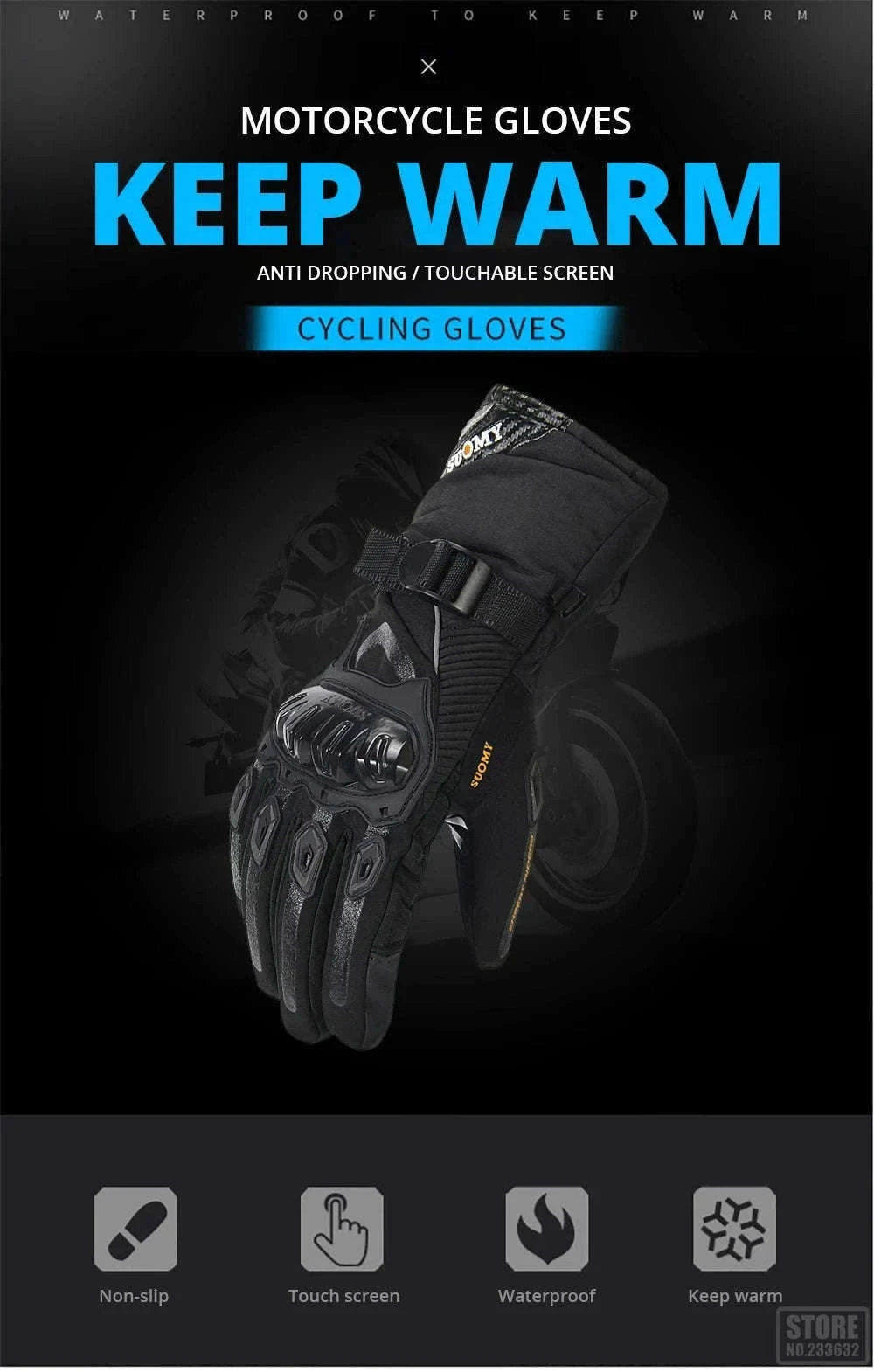 Winter Motorcycle Gloves for Cold-Weather Riding-WN-04 Red / L