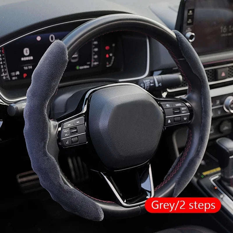 Winter Plush Steering Wheel Cover-Brown 3pcs
