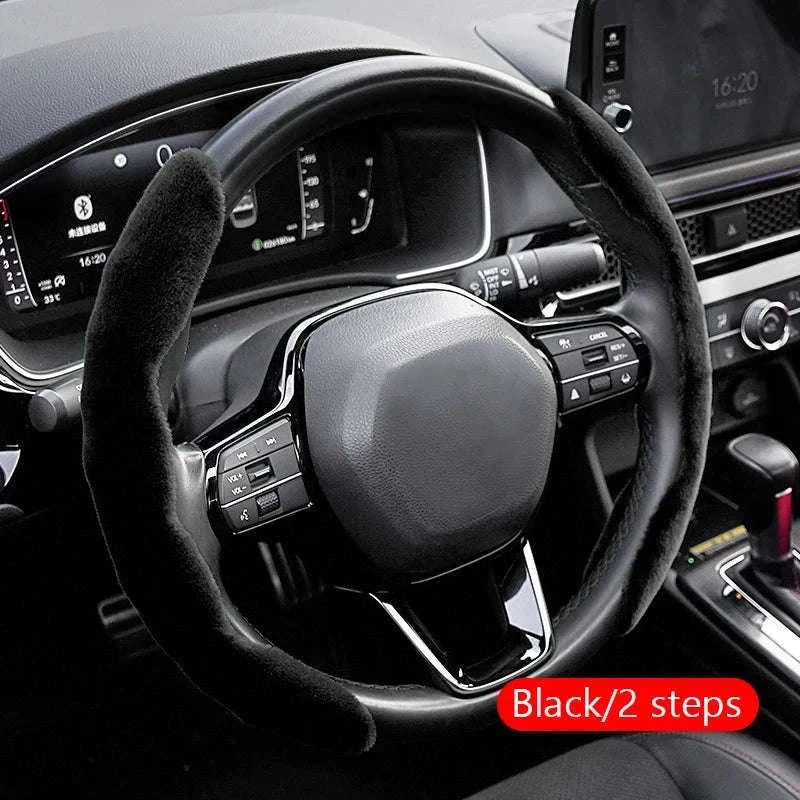 Winter Plush Steering Wheel Cover-Brown 3pcs