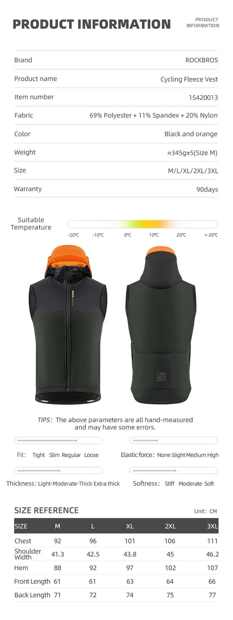 Winter Thermal Cycling Vest Windproof Fleece Sleeveless Jacket-MJ004 / Asian XXXL(EUR XXL)