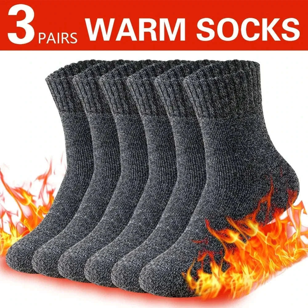 Winter Thick Warm Men's Wool Socks for Hiking and Cold Days-3 pairs C / China Mainland