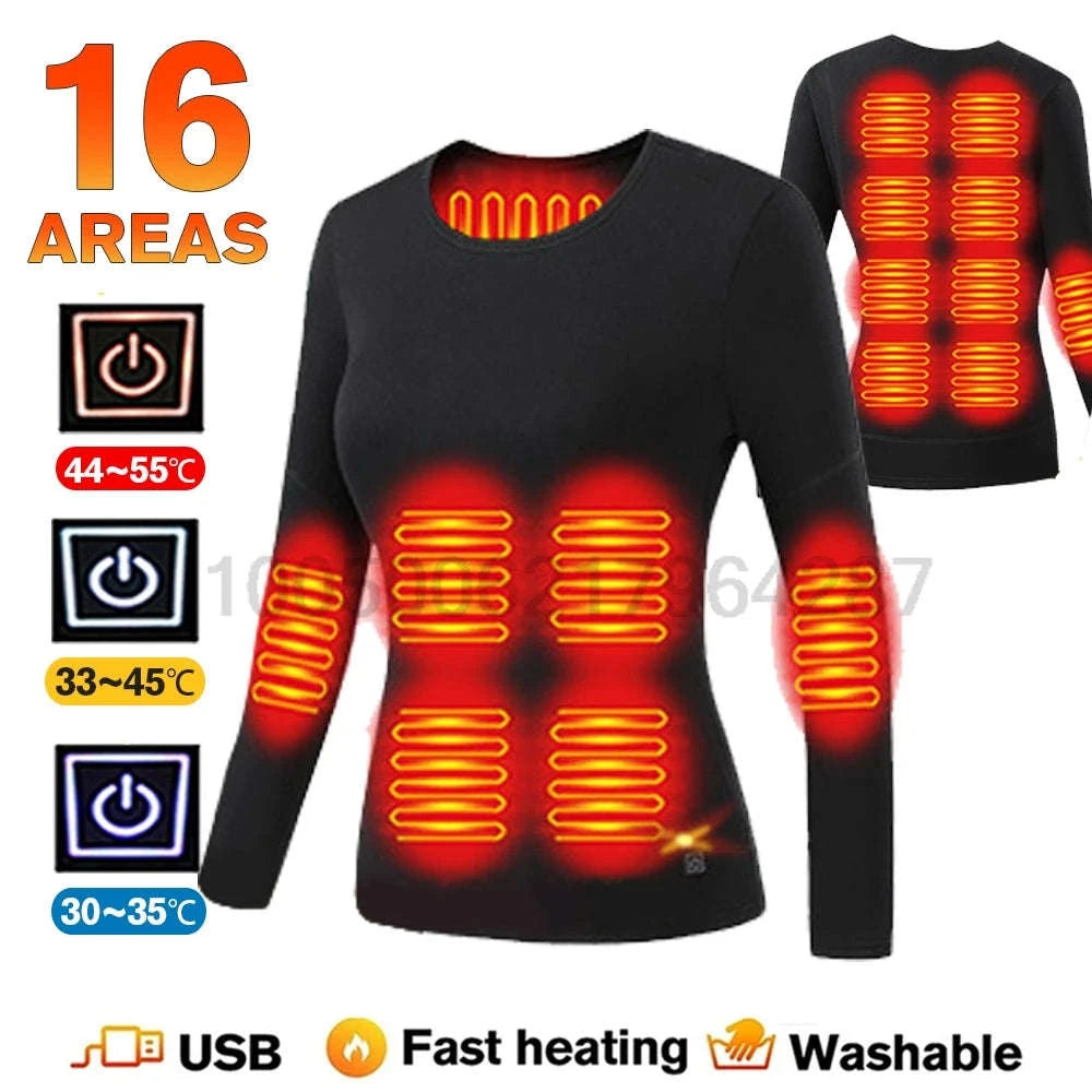 Winter USB Electric Heating Jacket & Thermal Underwear Set-12-BK-Women-Pant / EU(XXXL) Asia(5XL)