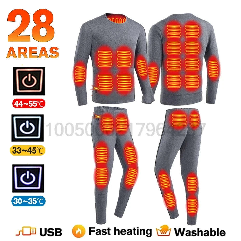 Winter USB Electric Heating Jacket & Thermal Underwear Set-12-BK-Women-Pant / EU(XXXL) Asia(5XL)