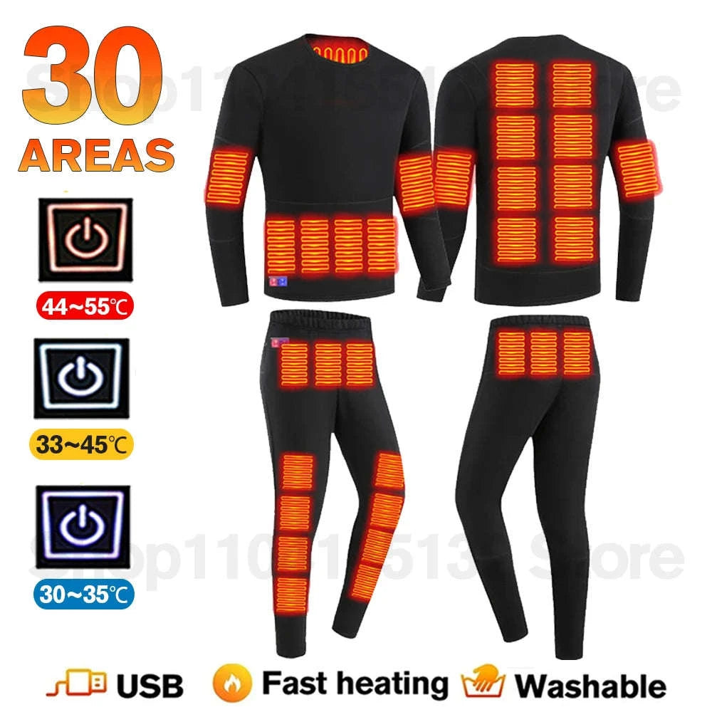 Winter USB Electric Heating Jacket & Thermal Underwear Set-12-BK-Women-Pant / EU(XXXL) Asia(5XL)
