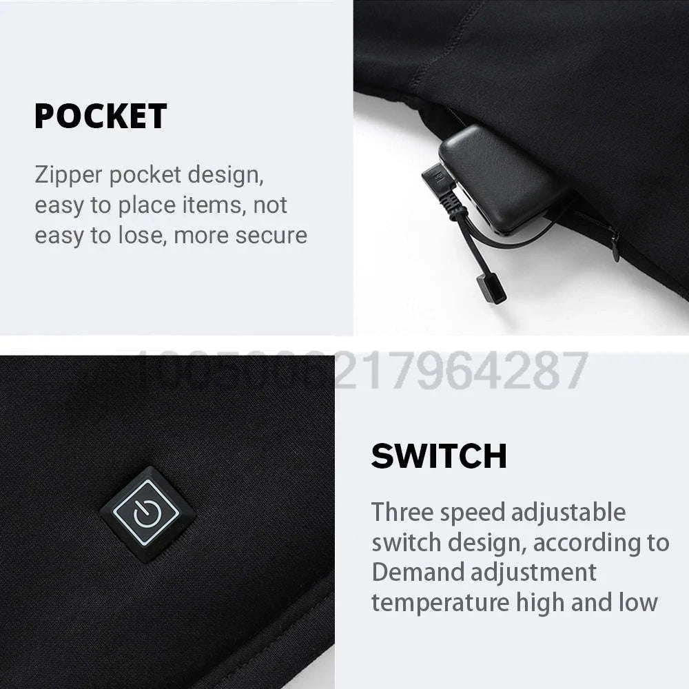Winter USB Electric Heating Jacket & Thermal Underwear Set-12-BK-Women-Pant / EU(XXXL) Asia(5XL)