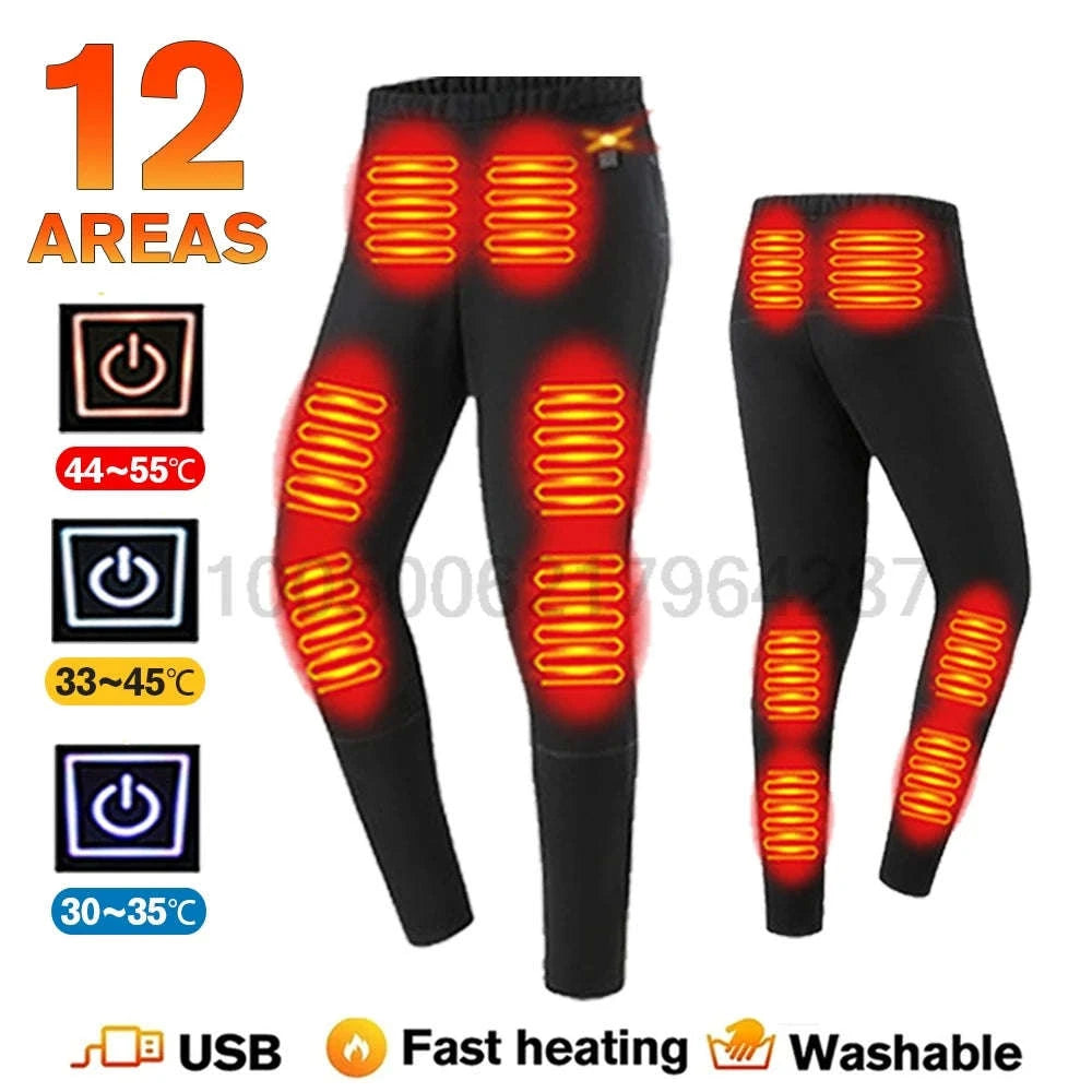 Winter USB Electric Heating Jacket & Thermal Underwear Set-12-BK-Women-Pant / EU(XXXL) Asia(5XL)
