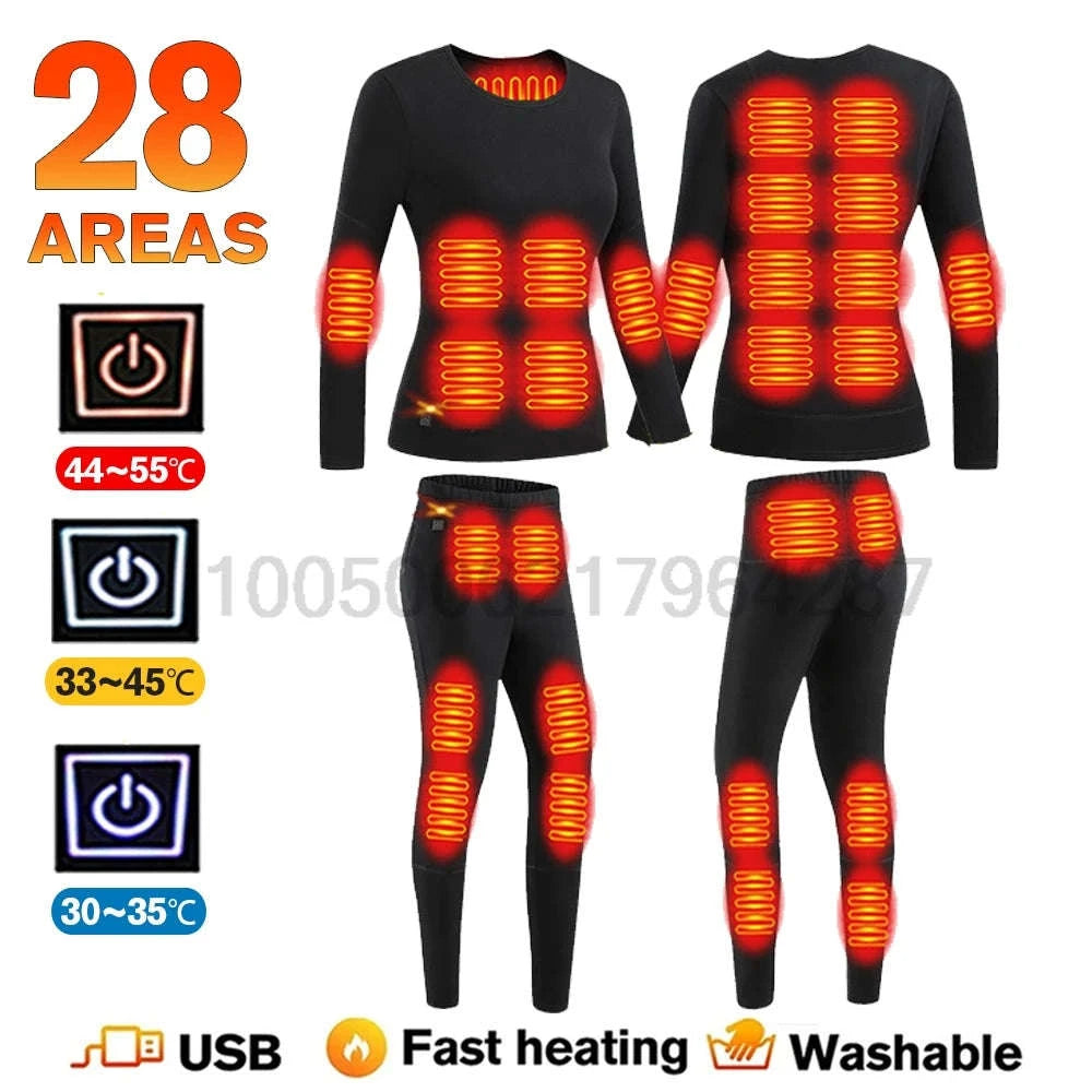 Winter USB Electric Heating Jacket & Thermal Underwear Set-12-BK-Women-Pant / EU(XXXL) Asia(5XL)