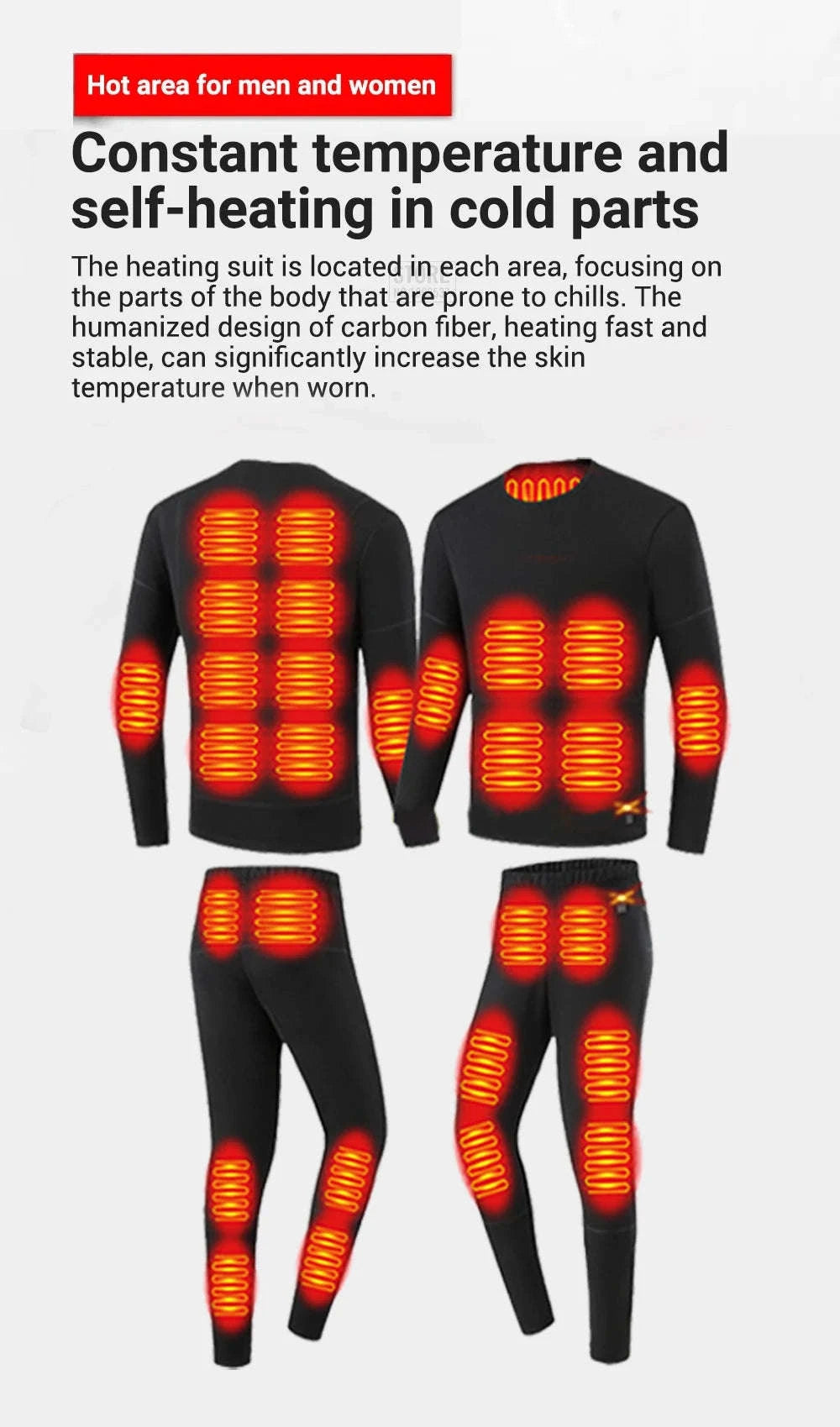 Winter USB Electric Heating Jacket & Thermal Underwear Set-12-BK-Women-Pant / EU(XXXL) Asia(5XL)
