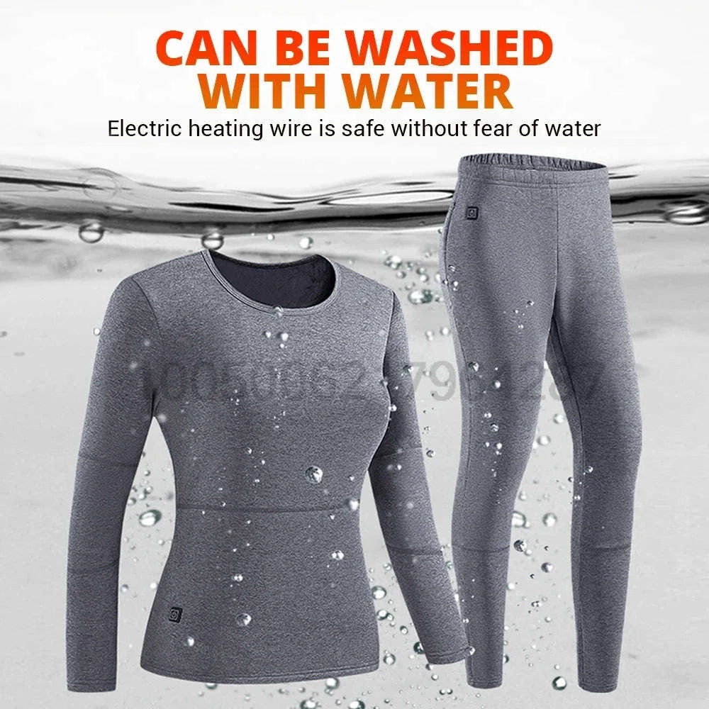 Winter USB Electric Heating Jacket & Thermal Underwear Set-12-BK-Women-Pant / EU(XXXL) Asia(5XL)