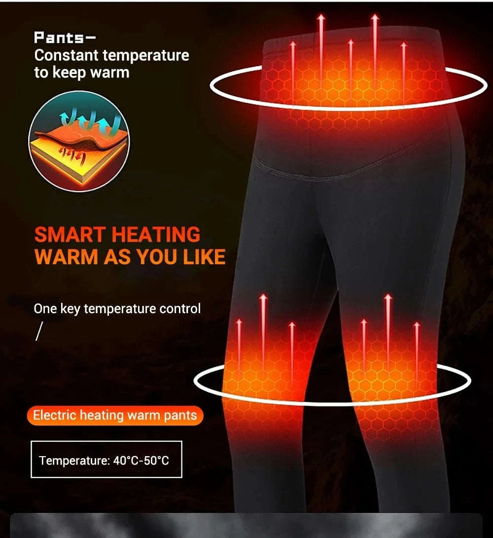 Winter USB Electric Heating Jacket & Thermal Underwear Set-12-BK-Women-Pant / EU(XXXL) Asia(5XL)