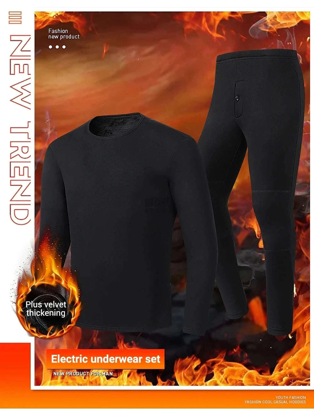 Winter USB Electric Heating Jacket & Thermal Underwear Set-12-BK-Women-Pant / EU(XXXL) Asia(5XL)