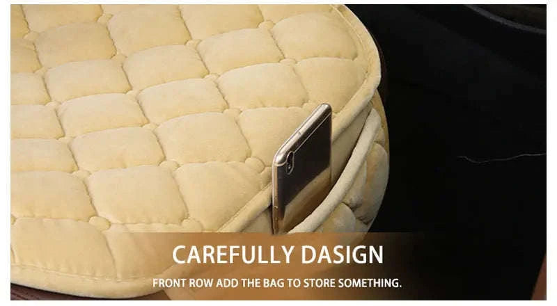 Winter Warm Car Seat Cover Cushion-Front 2pcs Beige