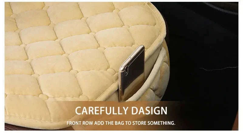 Winter Warm Car Seat Cover Cushion-Front 2pcs Beige