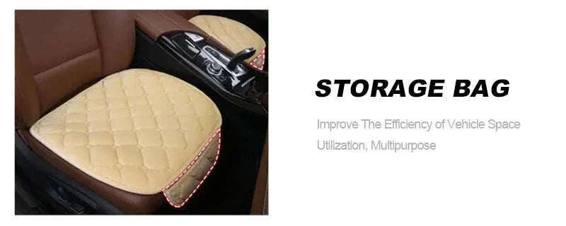 Winter Warm Car Seat Cover Cushion-Front 2pcs Beige
