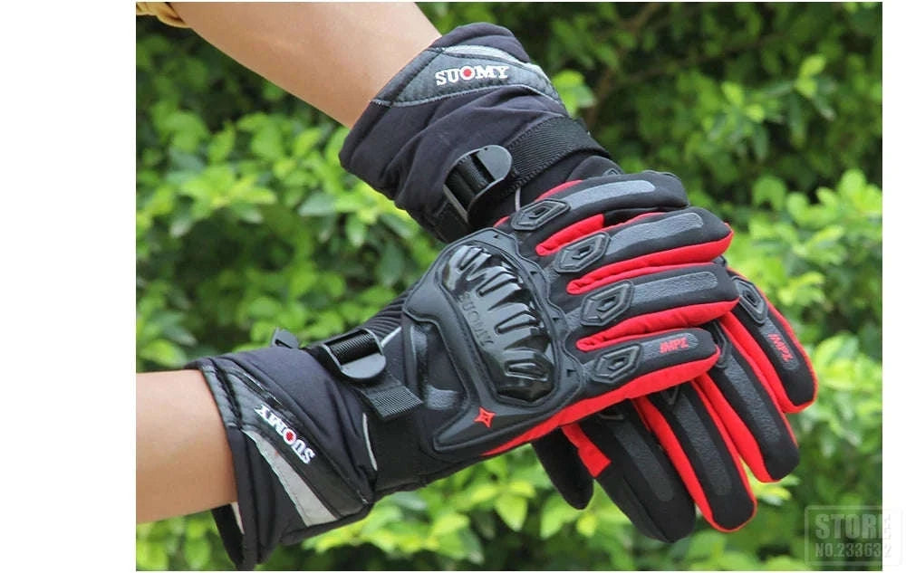Winter Warm Motorcycle Gloves for Outdoor Riding-WN-04 Red / L