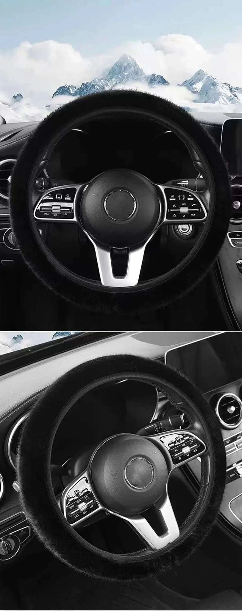 Winter Warm Plush Steering Wheel Cover for 37-39cm-GRAY