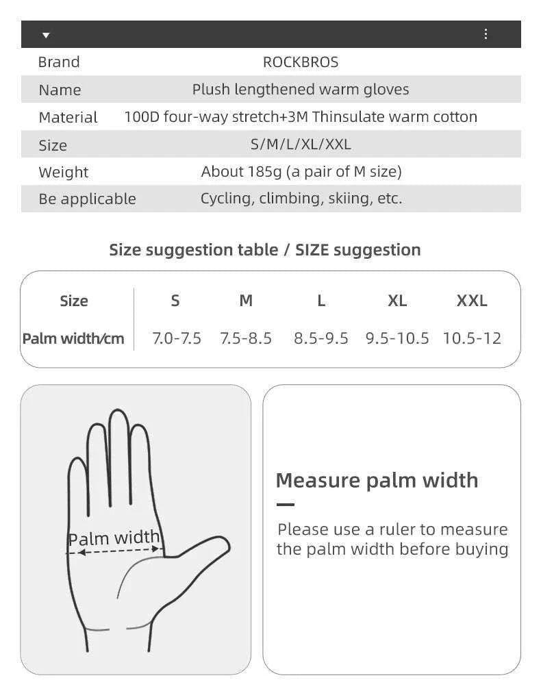 Winter Waterproof Ski & Motorcycle Gloves with Thermal Insulation-16410241 / XL