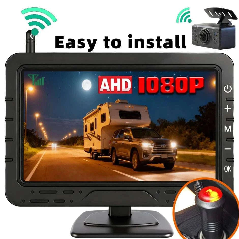 Wireless 1080P Backup Camera with 4.3" Monitor for Cars & RVs-12V Monitor with Cam