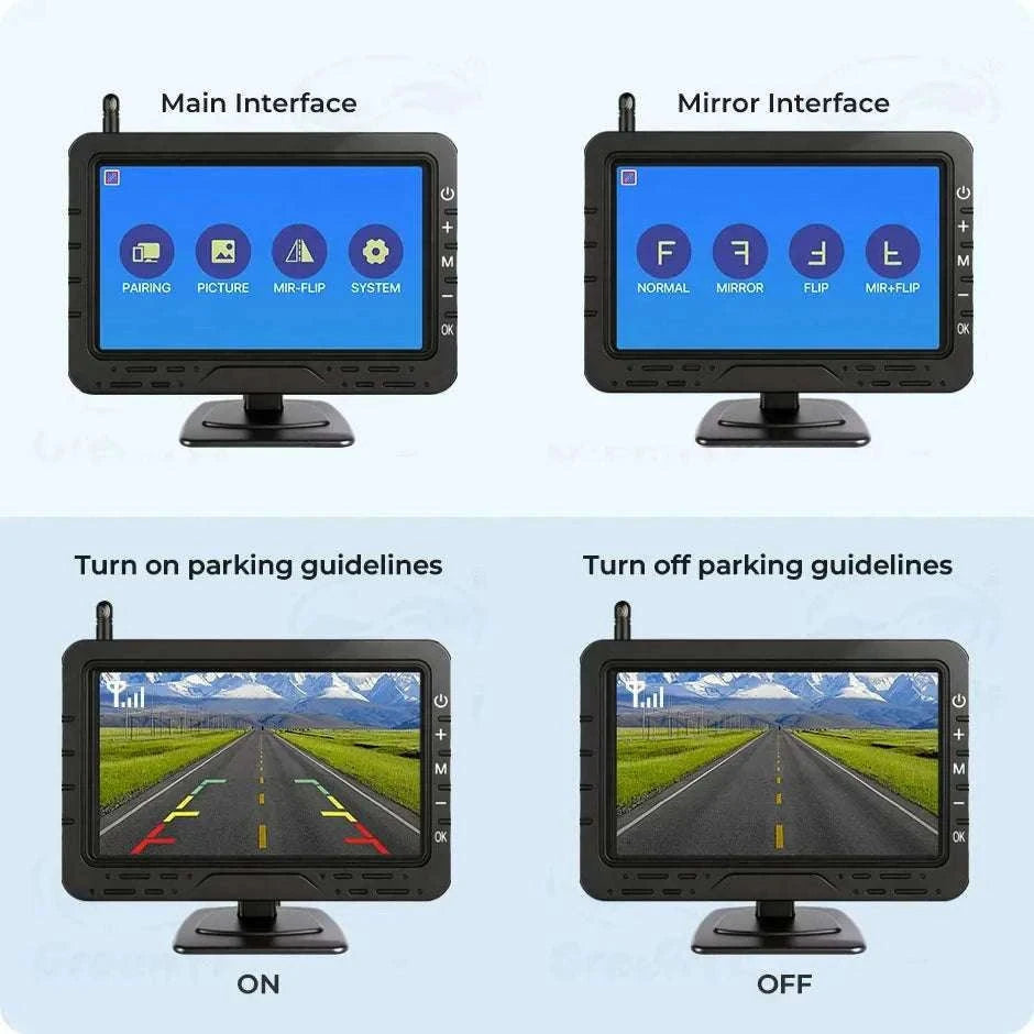 Wireless 1080P Backup Camera with 4.3" Monitor for Cars & RVs-12V Monitor with Cam