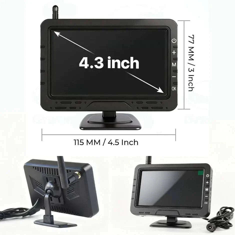 Wireless 1080P Backup Camera with 4.3" Monitor for Cars & RVs-12V Monitor with Cam